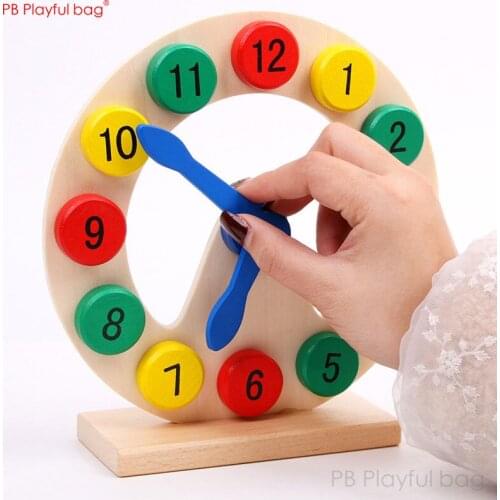 Playful bag Wood clock toy for kids Wooden color digital clock Early education toys Smooth without burr Good quality AB51