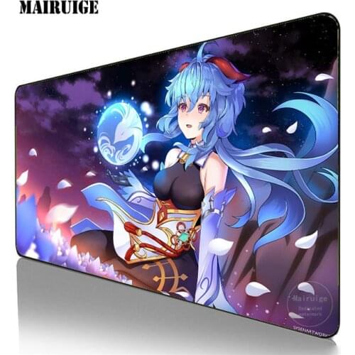 Anime Girl Ganyu MousePad Gaming Accessories Large 90x40cm Genshin Impact Mousemat Gamer XXL PC Desk Mat Keyboard Pad for LOL