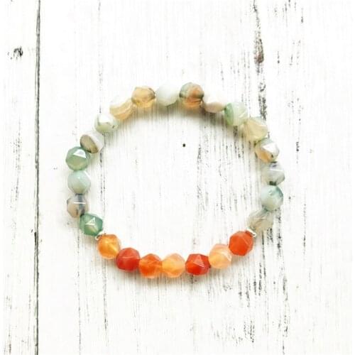 Personality Yoga Bracelets Section Tree Stripe Agatestone Bracelet Mens Jewelry Section Orange Beads Mala Charm Wrist