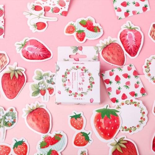 45pcs/box Strawberry Stationery Stickers Sealing Label Travel Sticker DIY Scrapbooking Diary Planner Albums Decorations