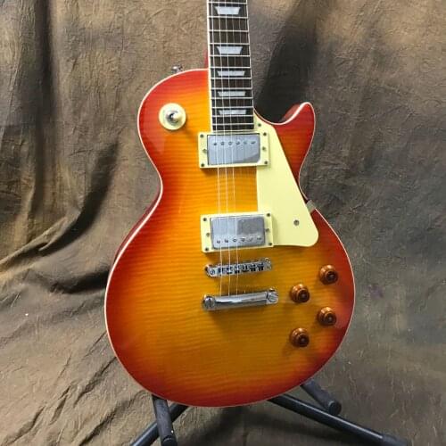 Hot Sale LP Standard Cherry Sunburst Classical version Tiger Striped Maple Top Guitar Free Shipping