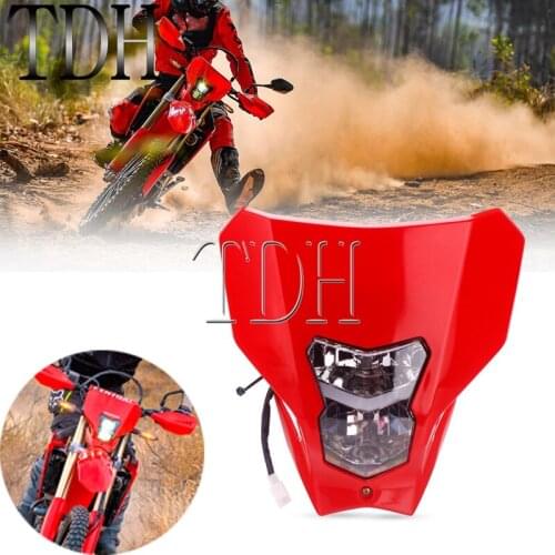 Red LED Headlight HeadLamp Emark Supermoto Fairing Dirt Bike Enduro HI LO Beam Light For Honda CRF450L CRF450XR CRF 450 250 L XR