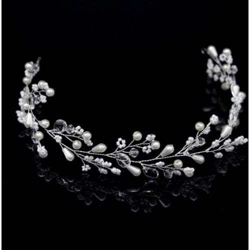 Many Design Gold Silver color Freshwater Pearls Women Hair Jewelry Crystal Rhinestone Headband Flower Hairband Wedding Headpiece