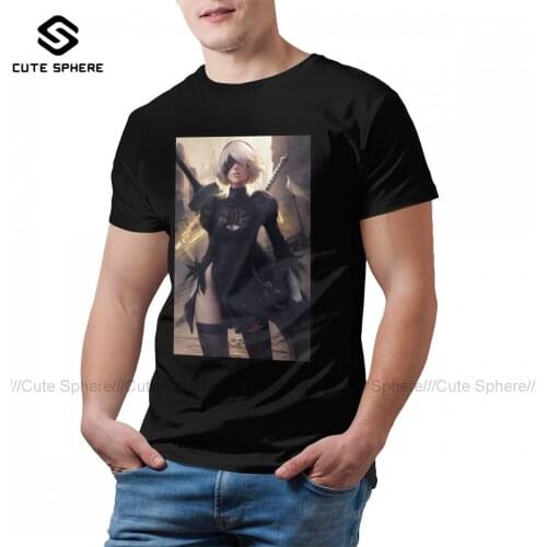 Nier Automata T Shirt Men Casual Cotton Graphic Tee Shirt Short Sleeve Beach T-Shirt Oversized