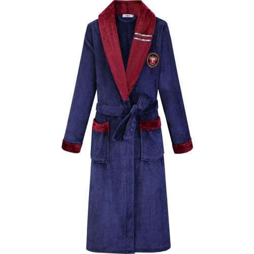 High Quality Mens Robe Hooded Winter Bathrobe Male Long Thick Warm Terry Fleece Towel Dressing Gown Couple Home Bath Robes
