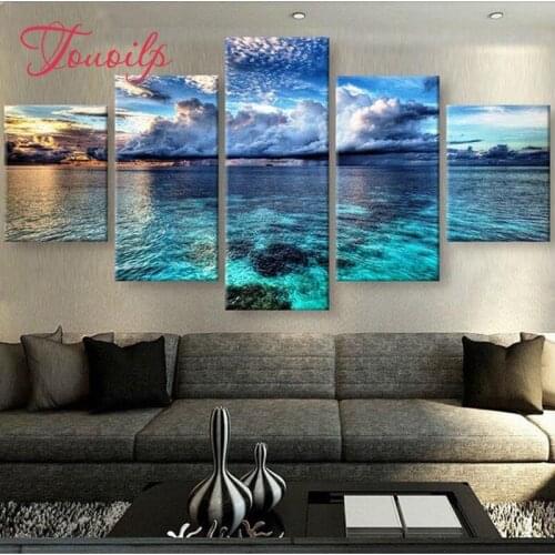 Touoilp 5pcs diy diamond embroidery CALM WATERS diamond painting full square diamond mosaic cross stitch kits,gift,wall decor