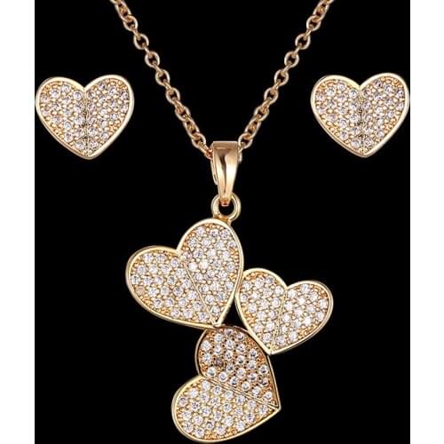 Zlxgirl Love pendant with Earrings Jewelry Set AAA zircon micro-inlay combination fashion women wedding jewelry