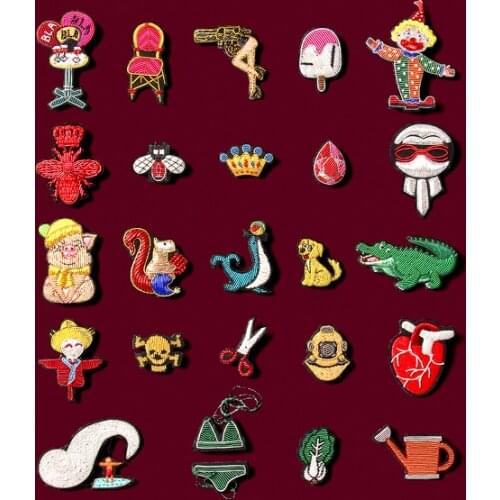 Hand embroidery Colorful gems heart Fashion Badge for DIY bag coat shoes brooch Broche