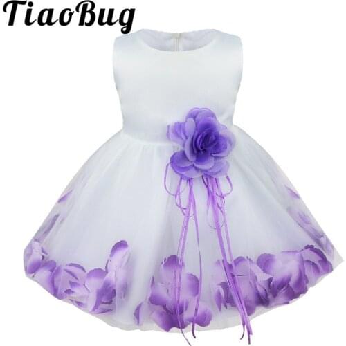Toddler Infant Baby Girls Kids Flower Petals Tulle Wedding Formal Pageant Easter Party Dress Princess First Communion Dresses