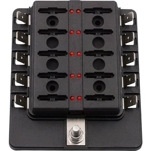 OHANEE 6 way and 10 Way Blade Fuse Box Holder ATC/ATO with LED Warning Light for Car Boat Marine Trike 12V 24V Free Fuse Gift