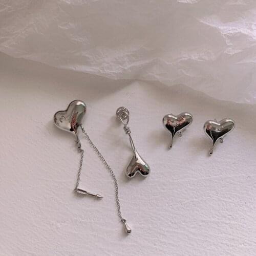 Origin Summer Creative Silver Color Long Tassel Lovr Heart Brooch for Women Minimalist Metal Party Brooch Jewelry Accessories