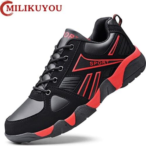 2021 Winter Leather Sneakers Men Keep Warm Waterproof Man Sneakers Trekking Work Casual Shoes Mens Autumn Anti-slip Rubber Shoes