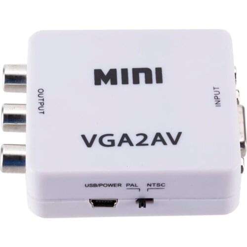VGA to RCA Converter Adapter VGA to AV Converter 1080P HD Video VGA2AV Converter For PC Notebook TV HD