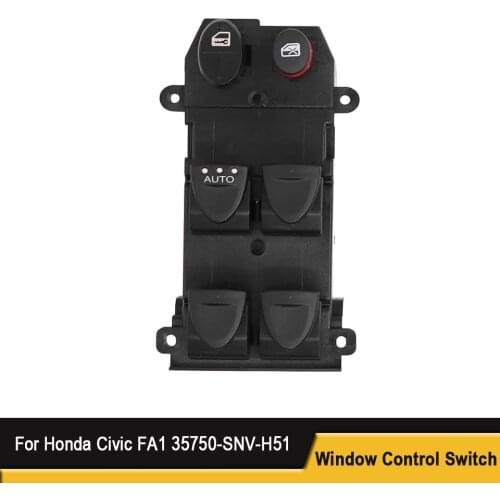 Black Electric Power Window Switch Car Door Power Casement Glass Switch 35750-SNV-H51 for Honda Civic FA1