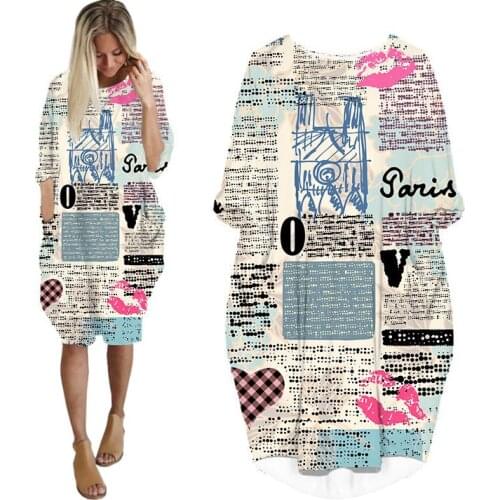 LIASOSO Maxi Dresses for Women 2021 Newspaper 3D Print Fashion Dresses Women Funny Harajuku Long-sleeve Dresses for Women-6