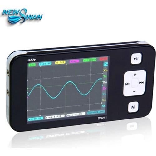 Portable DS211 Pocket Size ARM Mini LCD Digital Oscilloscope USB 2.8 DSO211 For Oscilloscope Automotive With Oscilloscope Probes
