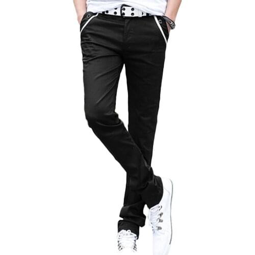 Casual Pants Men Casual Solid Color Elastic Long Trousers Pockets Straight Pants Mens Clothing 2021