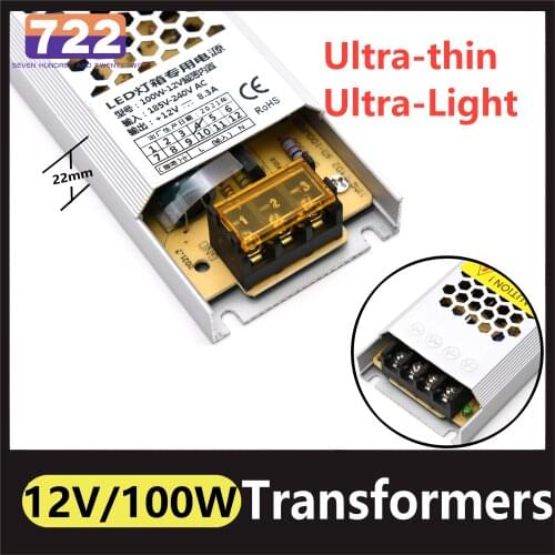 DC 12V Ultra Thin Ultra-Light Portable 100W Lighting Transformer Switching Power Supply Adapter LED Driver for LED Strip