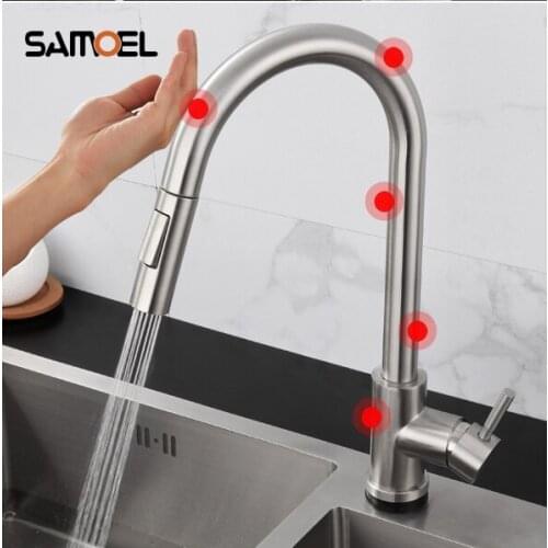 Smart Pull out Sensor Kitchen Faucet Stainless steel Induction Mixed Tap Touch Control Sink Tap NL731