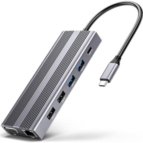 USB C Hub 12 in 1 TYPE-C Adapter with 4K HDMI-Compatible USB 3.0 2.0 PD USB-C Data Port Docking Station for Pro