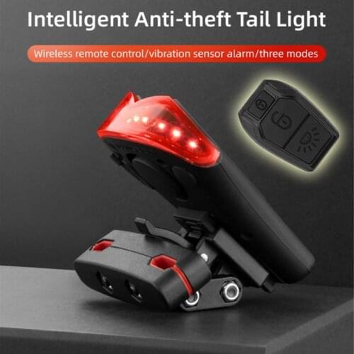 Bicycle Rear Light + Anti-theft Alarm USB Charge Wireless Remote Control 130 Decibel LED Tail Lamp Bike Anti-theft warning light