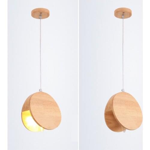 Vintage Creative Wooden Single-head Pendant Lamp Metal Wood Suspension Hanging Fixture Light For Coffee Bar Dining Room PL459