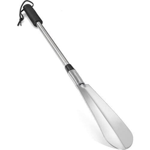 Premium Long Handle Metal Shoe Horn,Telescopic Spring- (16.1 To 30.7 Inches) Stainless Steel Portable Shoe Lifter