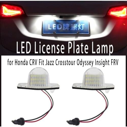 2pcs White Canbus LED License Number Plate Light No Error Tail Light Lamp for Honda CRV Fit Jazz Crosstour Odyssey Insight FRV