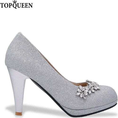 TOPQUEEN-A78 One Piece Clearance Wedding Shoes Sweet Rhinestone Bride Shoes Princess Water Drill Dress Shoes High Heels Pumps
