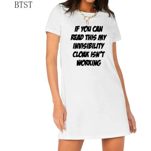 Invisibility Cloak Isn't Working Letter Print Sexy Women Tops Party Dress-shirt Short Sleeve Casual TShirt Summer Mini Dress