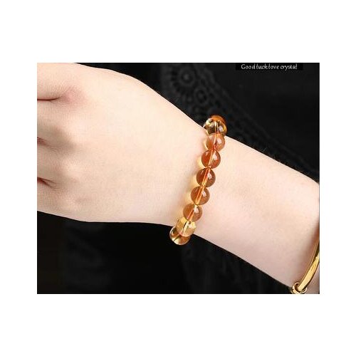 10mm natural yellow crystal bracelet single lap simple men and women couples to open the flow of luck to transfer luck peach