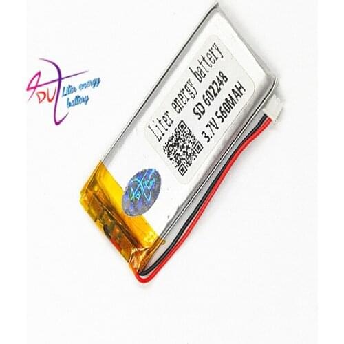 10 pcs JST ZH 1.5mm 2 pin Battery 602248 3.7V 560MAH Lithium Polymer LiPo Rechargeable cell For Mp3 GPS Vedio game speaker