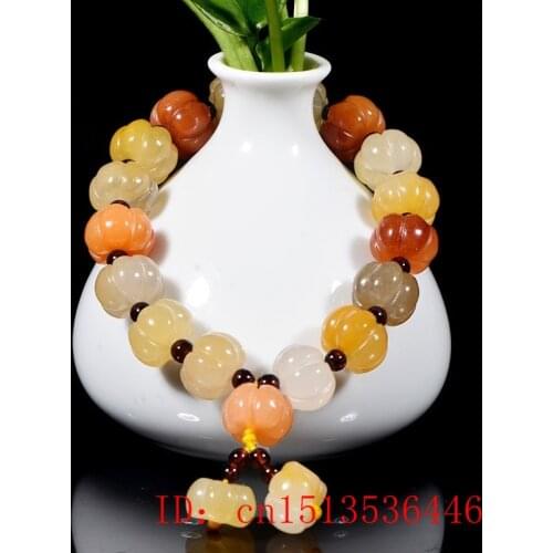 100% Real Jade Natural Xinjiang Hetian Jade Bangle Handcarved Jade Pumpkin 12mm Beads Bracelet Women Jade Gift Beads Gemstone