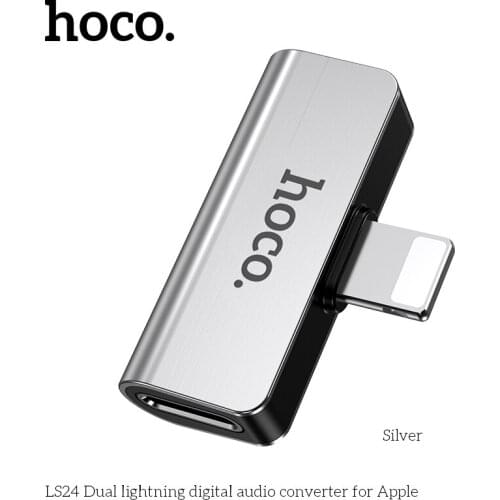 HOCO 2in1 Audio Cable Fast Charging Audio Converter Music Adapter for iPhone 11 Pro Max XS Max XR X 8 Plus Support MIC Calling