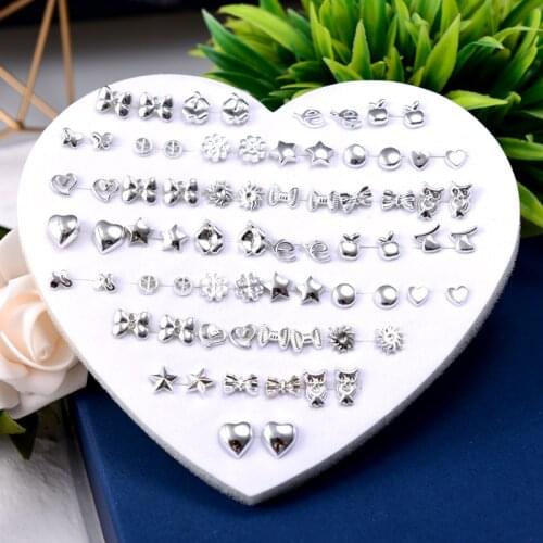 36 Pairs /Lot Earrings Mixed Styles Hypoallergenic Plastic Stud Earrings Set For Women earrings for Girl Child Jewelry Wholesale