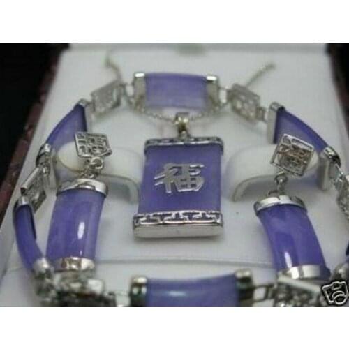 Free Shipping 14K GP Alexandrite pendant Errings Bracelet set jade