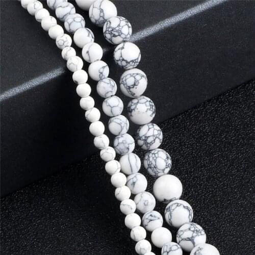 Wholesale Black Line Turquoises Natural Stone 10/8/6mm Loose Beads For DIY Bracelets Necklace Beaded Jewelry Making Accessories