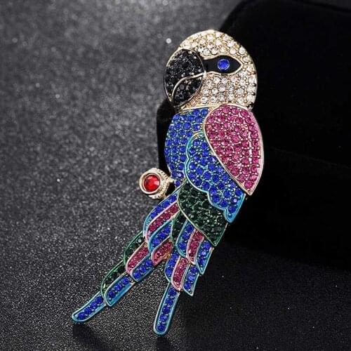 Blucome Vintage Big Size Birds Brooches Jewelry For Women Men Jewelry Crystal Brooch Pins Hijab Accessories Rhinestone Broches