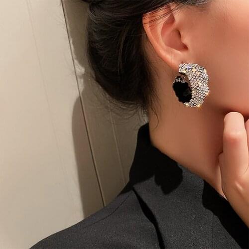Big Round Earrings Korean Fashion Rhinestone Earrings For Women Retro Drop Earrings New 2021 Trend Jewelry Party Gifts