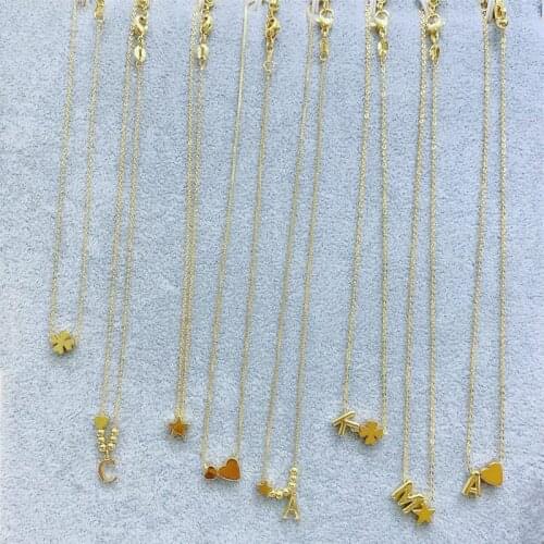 10pcs/lot Gold Color DIY Necklace Initial Heart Pendant Necklace