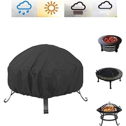 Kitchen Fire Pit Cover Polyester Protective Case For Rain Frost Dirt Protection Outdoor Garden Yard Round Canopy Furniture Cover