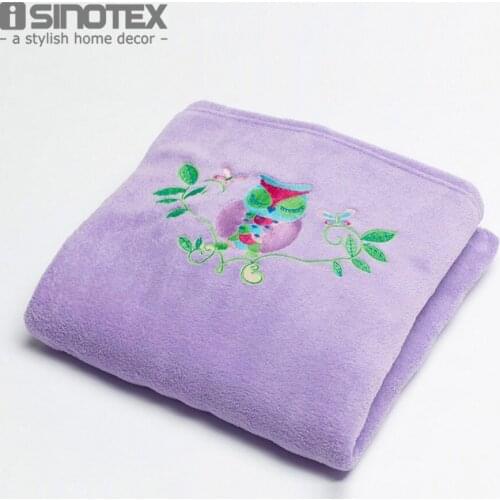 Owl Song Kids Blanket Coral Fleece 127cmx152cm Oblong Cartoon Embroidered For Children For Warm Kids Room cobertor Baby Sheet