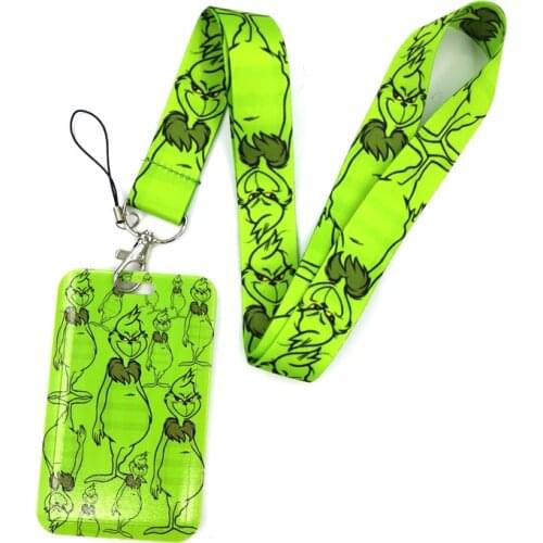 Dr seuss Christmas Cats Green Art Cartoon Anime Fashion Lanyards Bus ID Name Work Card Holder Accessories Decorations Kids Gifts