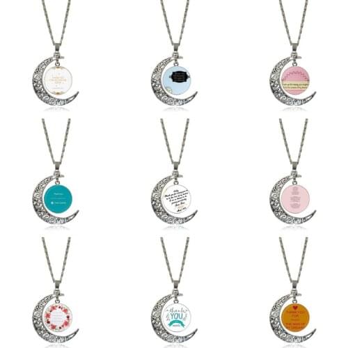 EJ Glaze Thank You For Raising The Women Of My Dreams Glass Pendant Necklace Handmade Half Moon Pendant Necklace