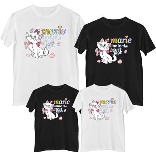Disney The Aristocats Marie Cat T shirt Comfortable 100% cotton Fashion Womens shirt T-shirt for girls mom and daughter dress