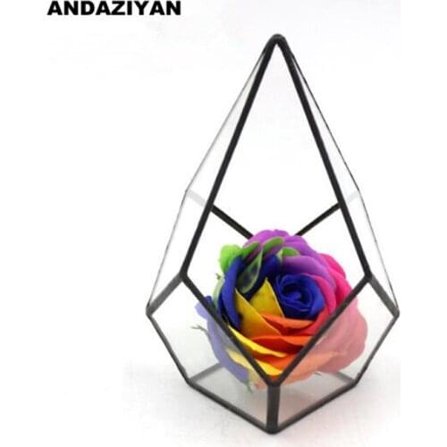 Geometry Glass Flower House Micro Landscape Eternal Vase Home Decoration Flower Room Embellishment Gift