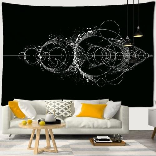Black White Sun Moon Starry Sky Tapestry Witchcraft Beach Towel Galaxy Planet Constellation Tapestry Boho Decor Hippie Wall Hang