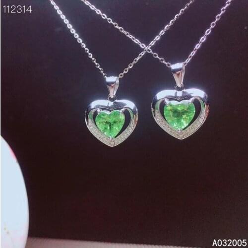 KJJEAXCMY Fine Jewelry 925 Sterling Silver inlaid Natural Peridot Female Pendant Necklace noble Support Detection
