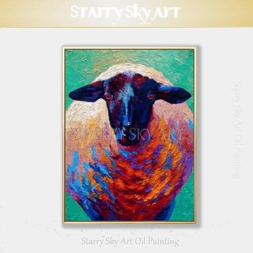 Free Shipping Artist Hand-painted High Quality Animal Sheep Oil Painting on Canvas Modern Fine Art Sheep Oil Painting Decoration