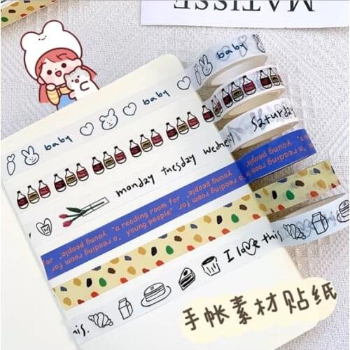 15mmx5m Cute Cartoon Hand Account Material Decorative Sticker Tape DIY Student Color Wild Hand Account Tape